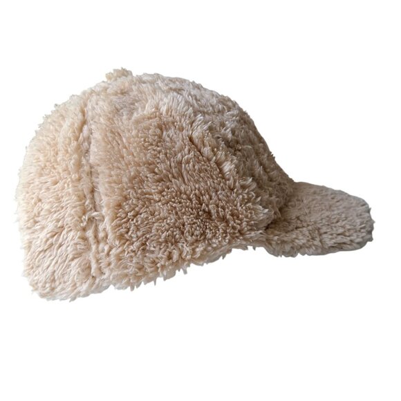Fuzzy Tan Sherpa Baseball Cap Adjustable Slide Strap Fall Winter BOHO - Picture 6 of 8